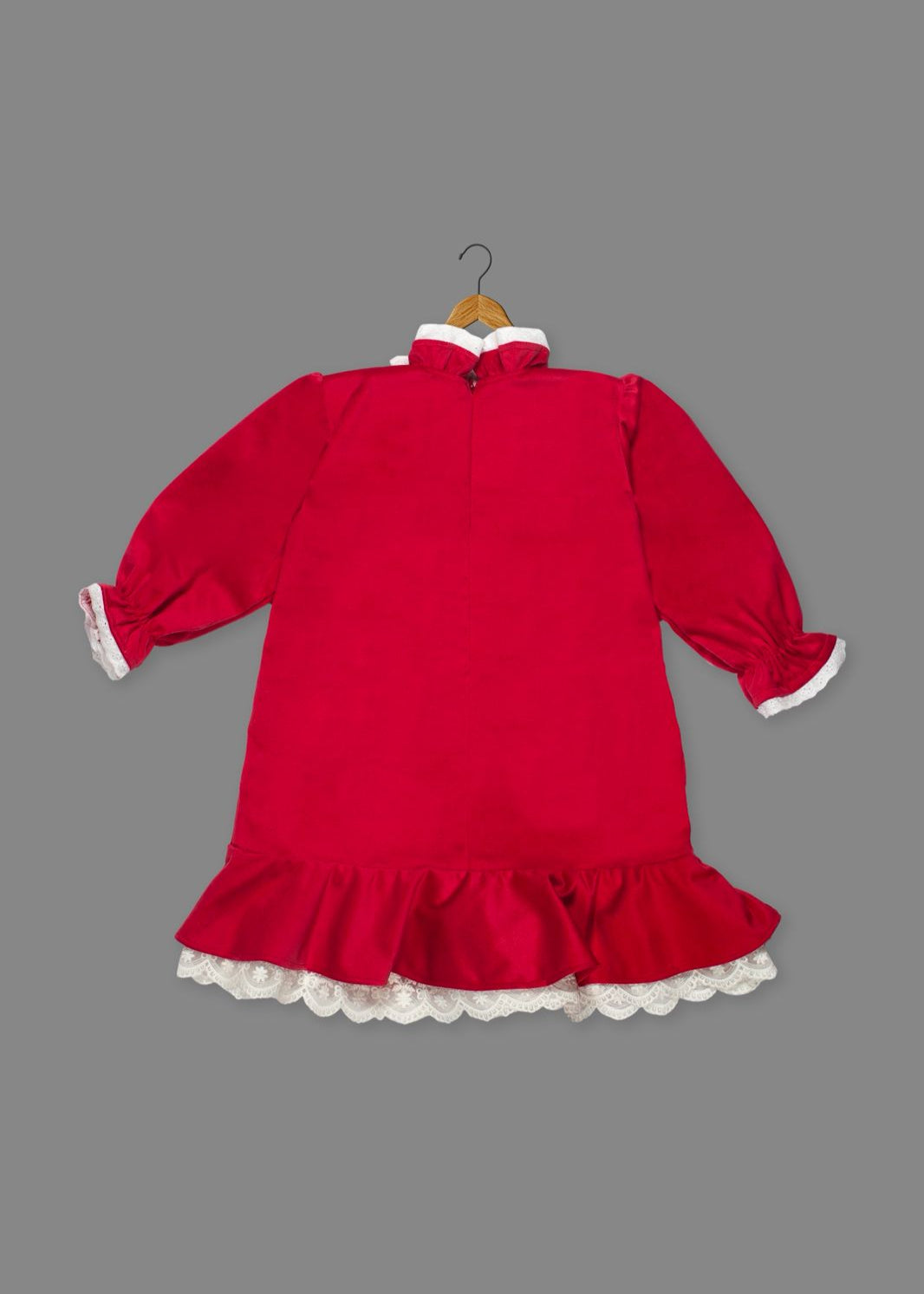 Red Velvet Floral Party Dress