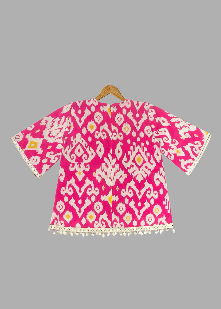 Pink Floral Printed Cotton Kurti With Palazzo Set