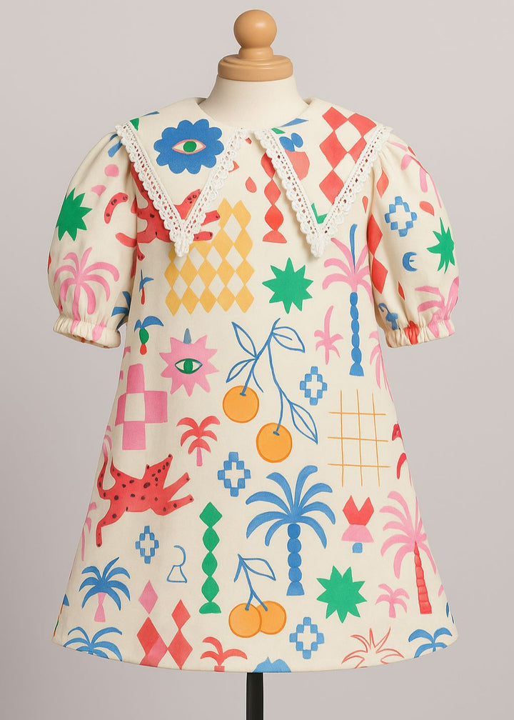Multicolor Graphic Printed A-line Dress