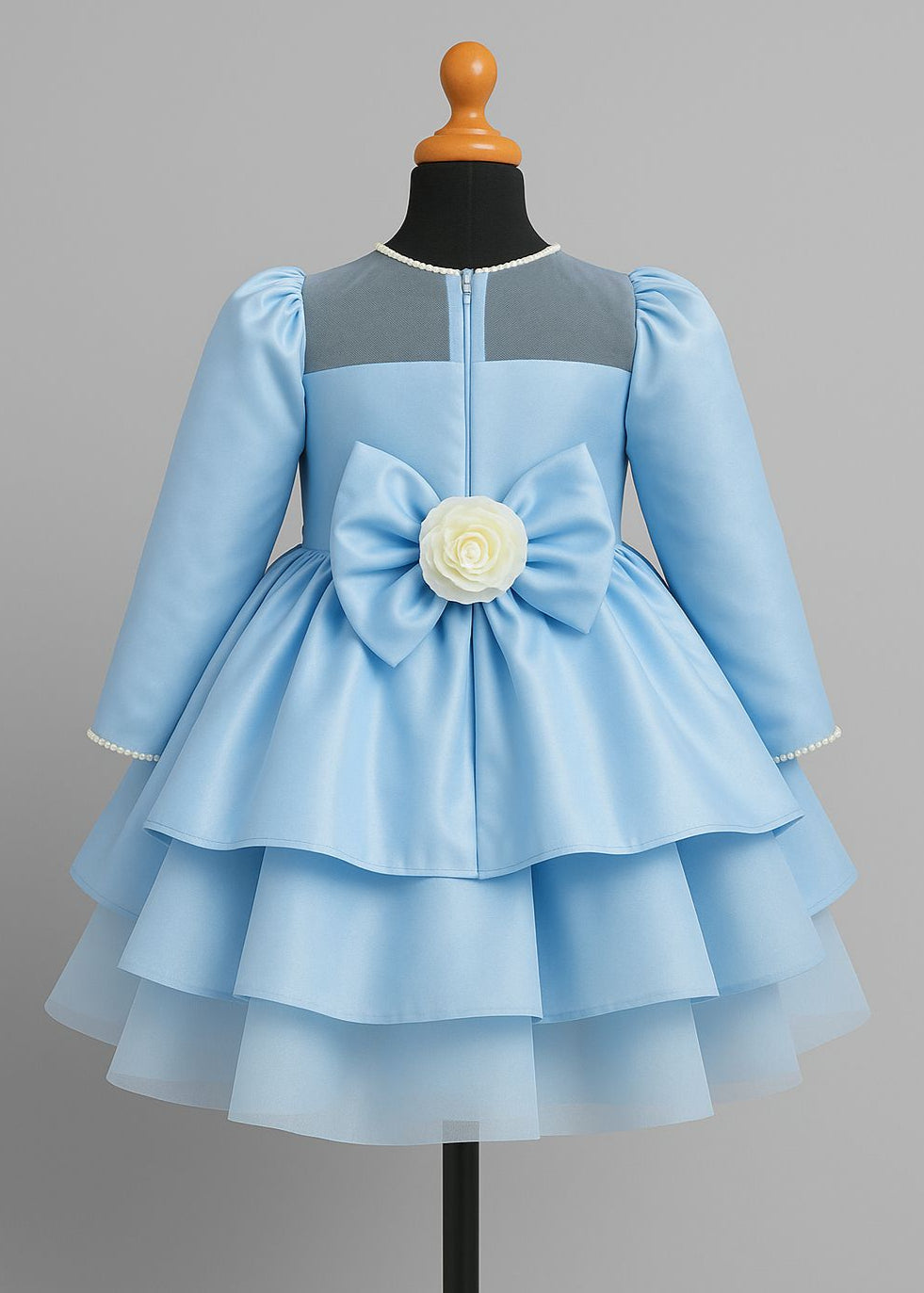 Blue Flower Detailing Body Premium Layer Frock