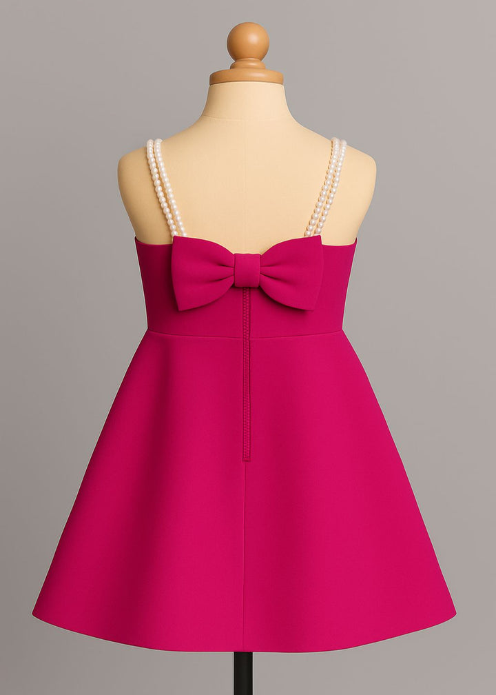 Hot Pink Scuba Pearl Strap Dress