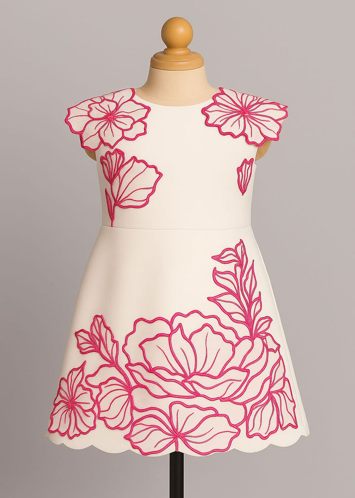 White Floral Grace Embroidered Dress