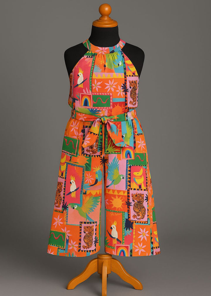 Jungle Fiesta Theme Halter Neck Jumpsuit