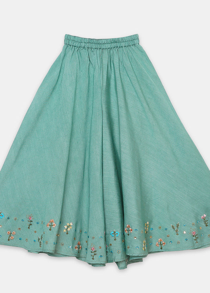 Multicolor Thread Embroidered One Shoulder Top With Palazzo Set