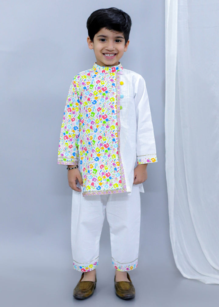 Multicolor Hands Holi Printed Kurta With Pyjama Set