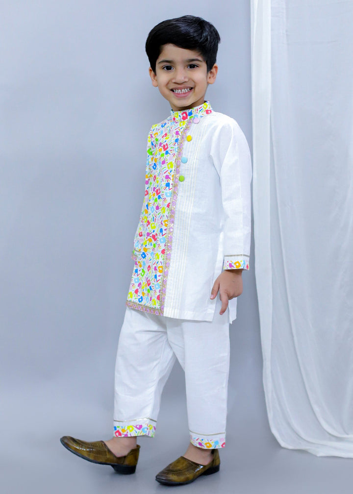 Multicolor Hands Holi Printed Kurta With Pyjama Set