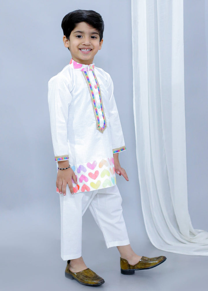 Multicolor Heart Printed Kurta With Pyjama Set