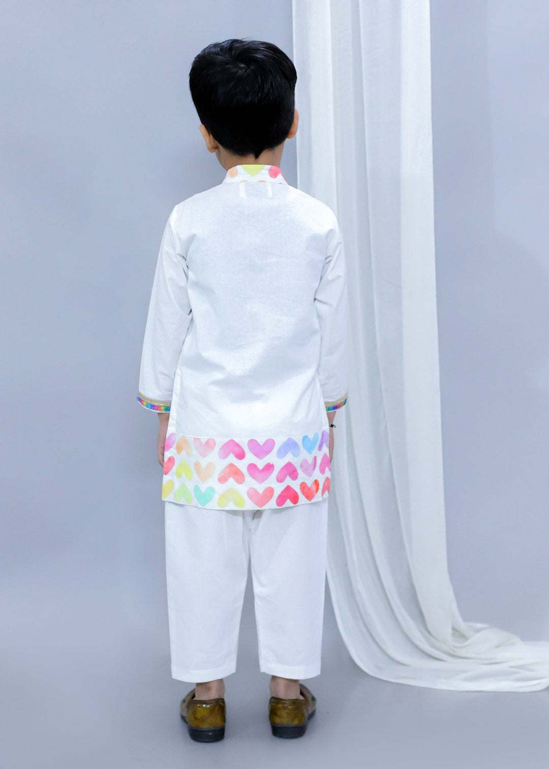 Multicolor Heart Printed Kurta With Pyjama Set