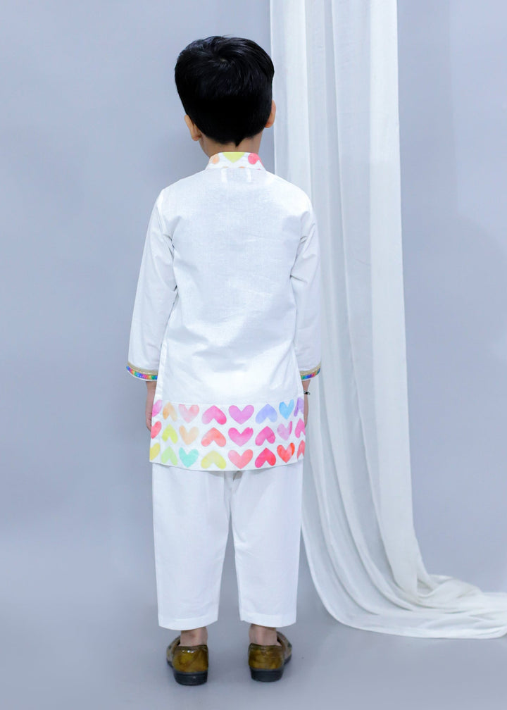 Multicolor Heart Printed Kurta With Pyjama Set