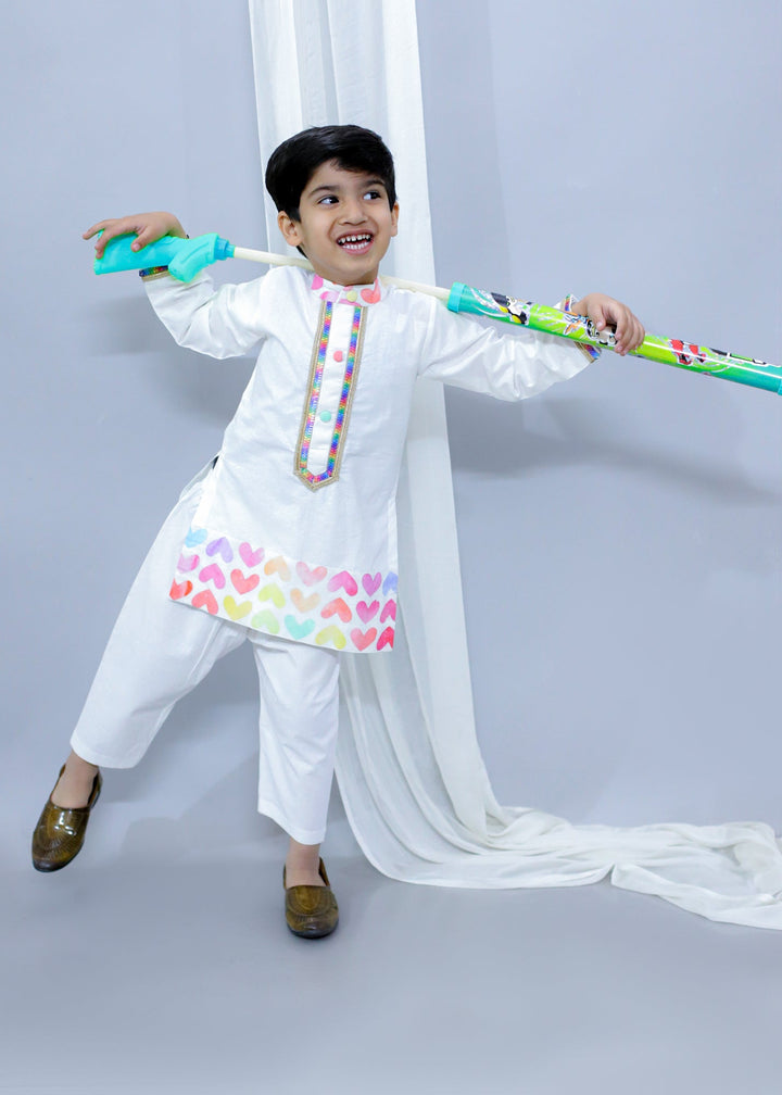 Multicolor Heart Printed Kurta With Pyjama Set
