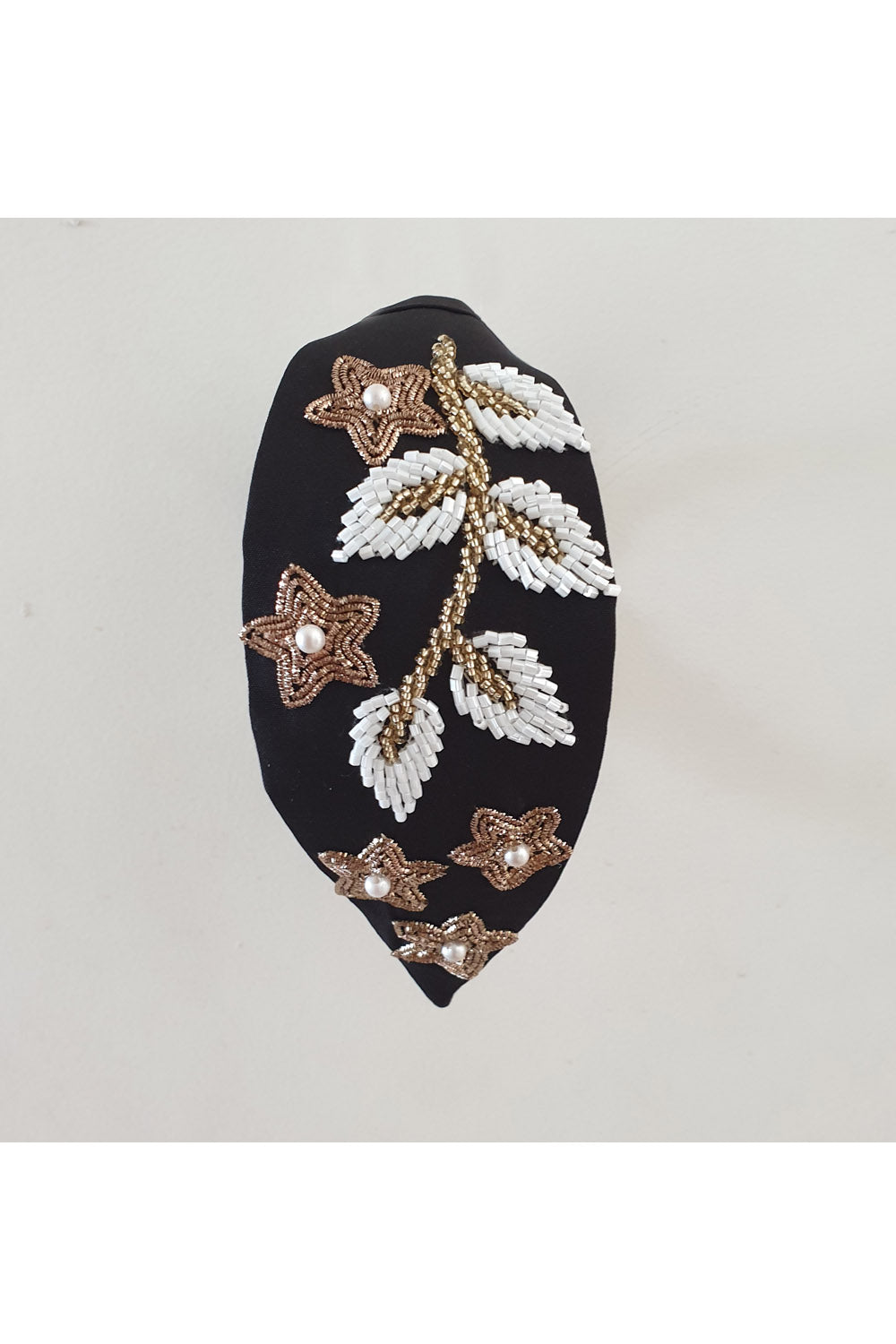 Black leaf embroidery hairband