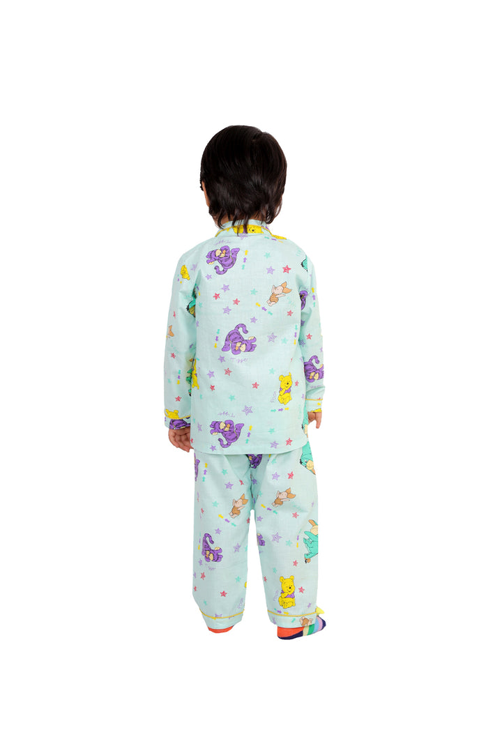 Sky blue cartoon printed nightsuit