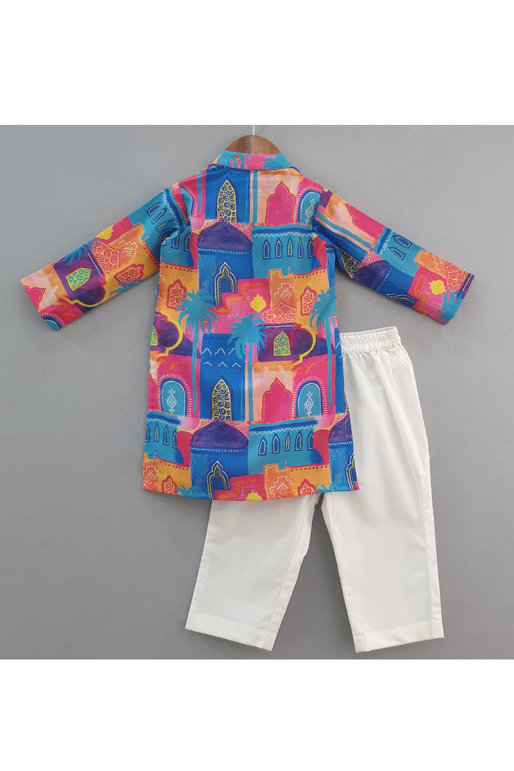 Multicolor Abstract Printed Kurta With Pyjama Set