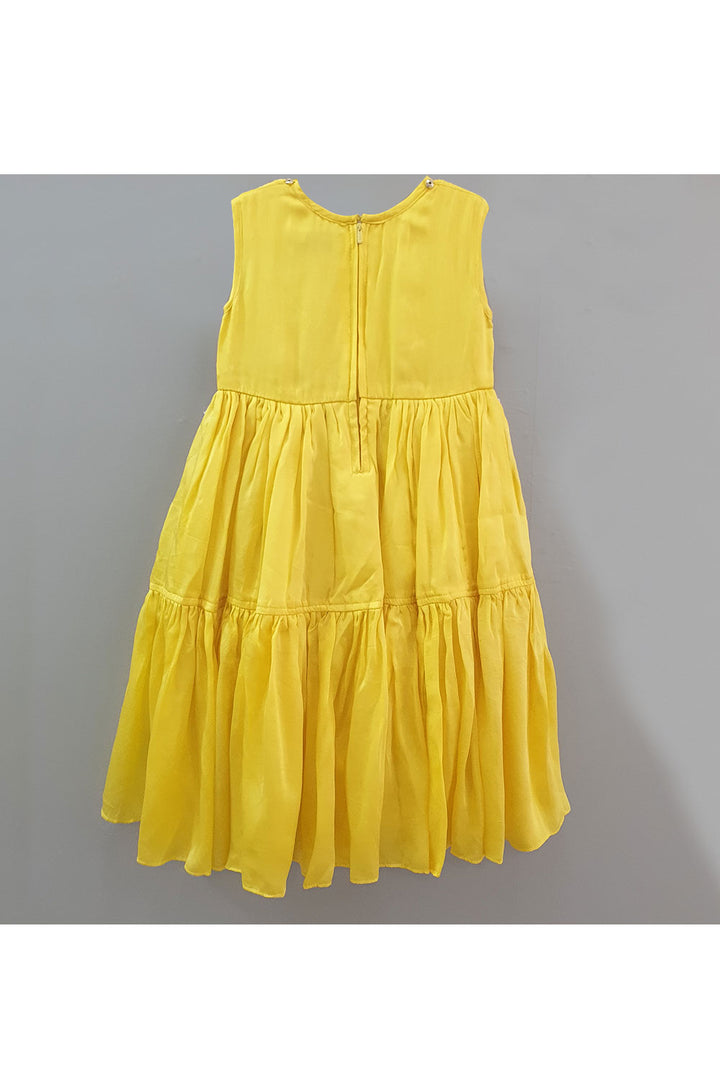 Yellow embroidered jacket gown