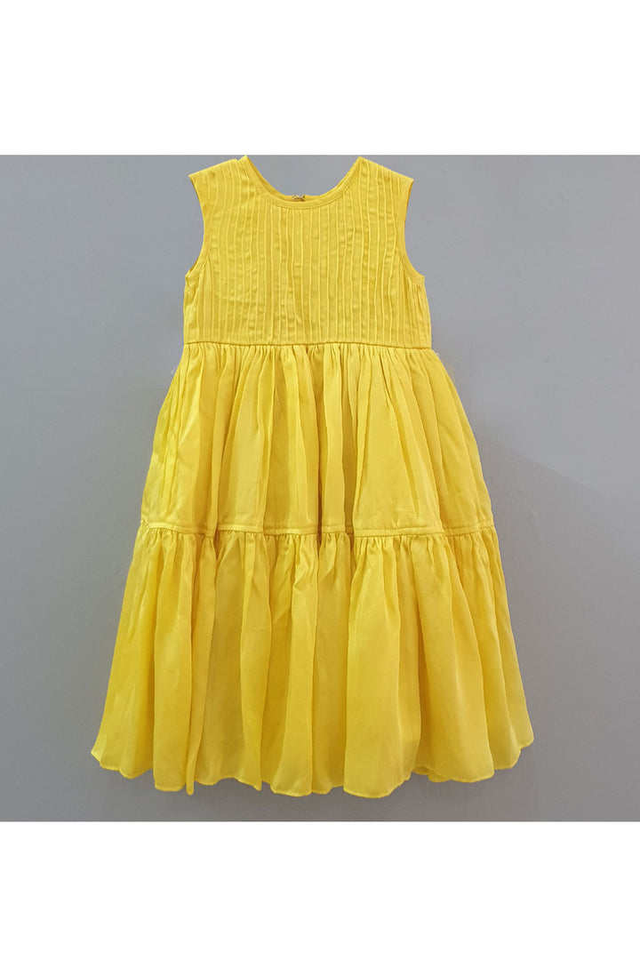 Yellow embroidered jacket gown