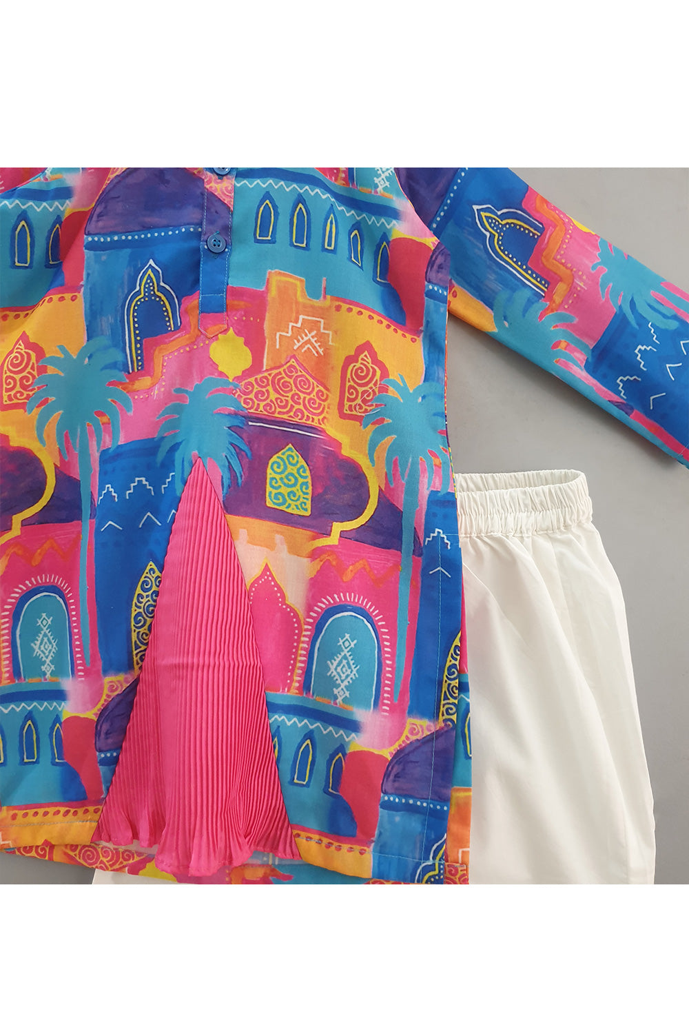 Multicolor Abstract Printed Kurta With Pyjama Set