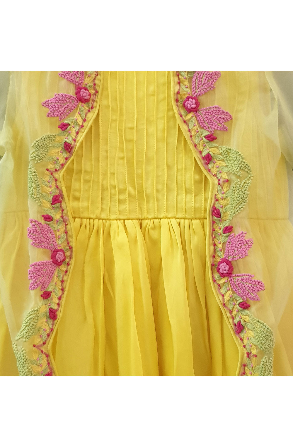 Yellow embroidered jacket gown