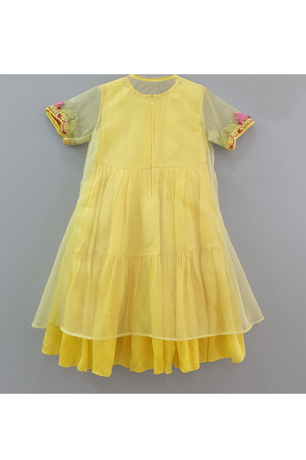 Yellow embroidered jacket gown