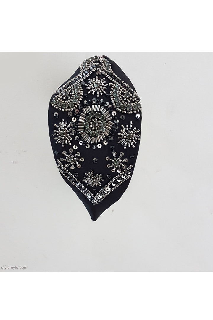 Black three flower hairband