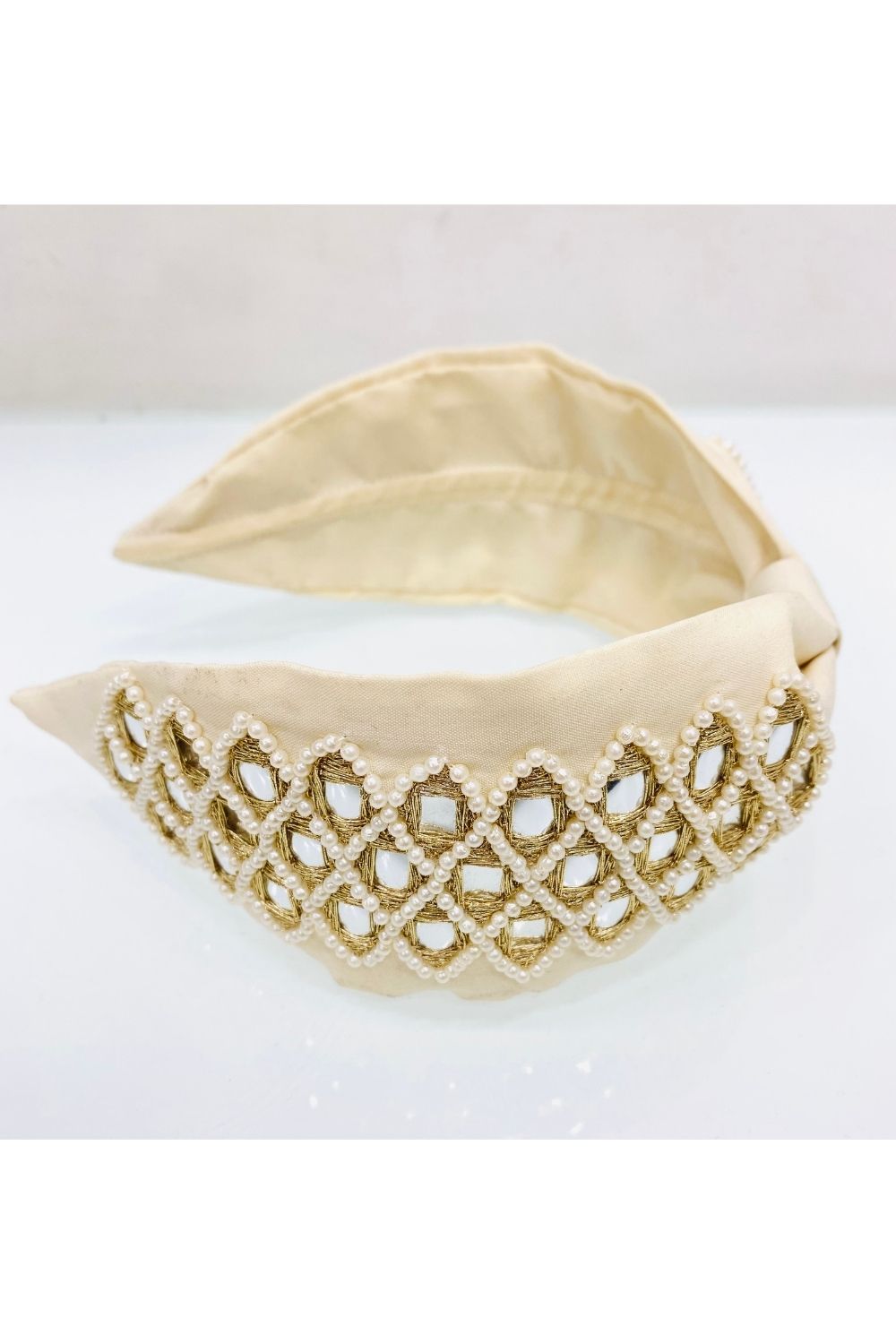 Pearl Embroidered Pure Crepe Hairband