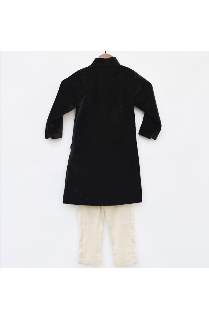 Brown Velvet Achkan With Pyjama Set