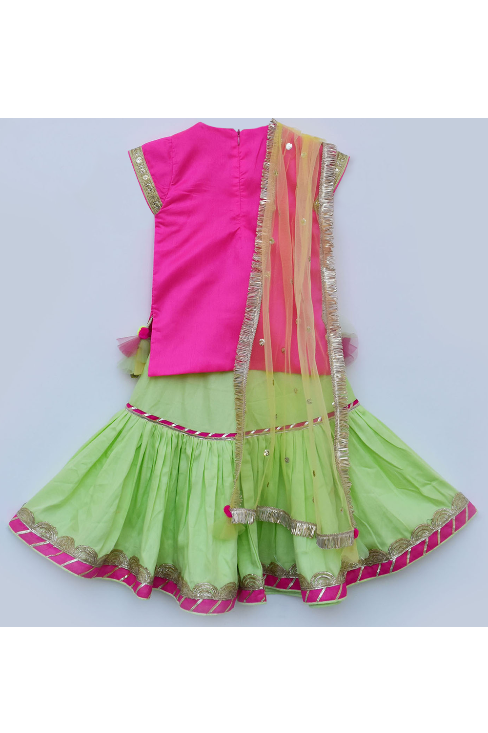 Floral embroidered kurti and sharara with dupatta