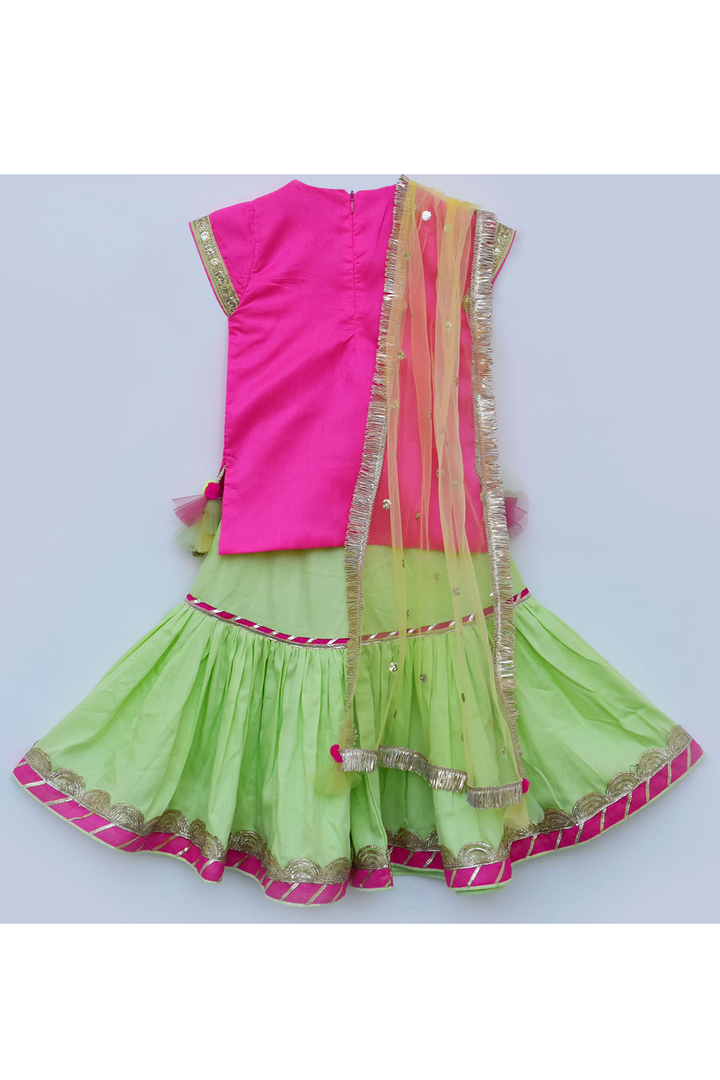Floral embroidered kurti and sharara with dupatta