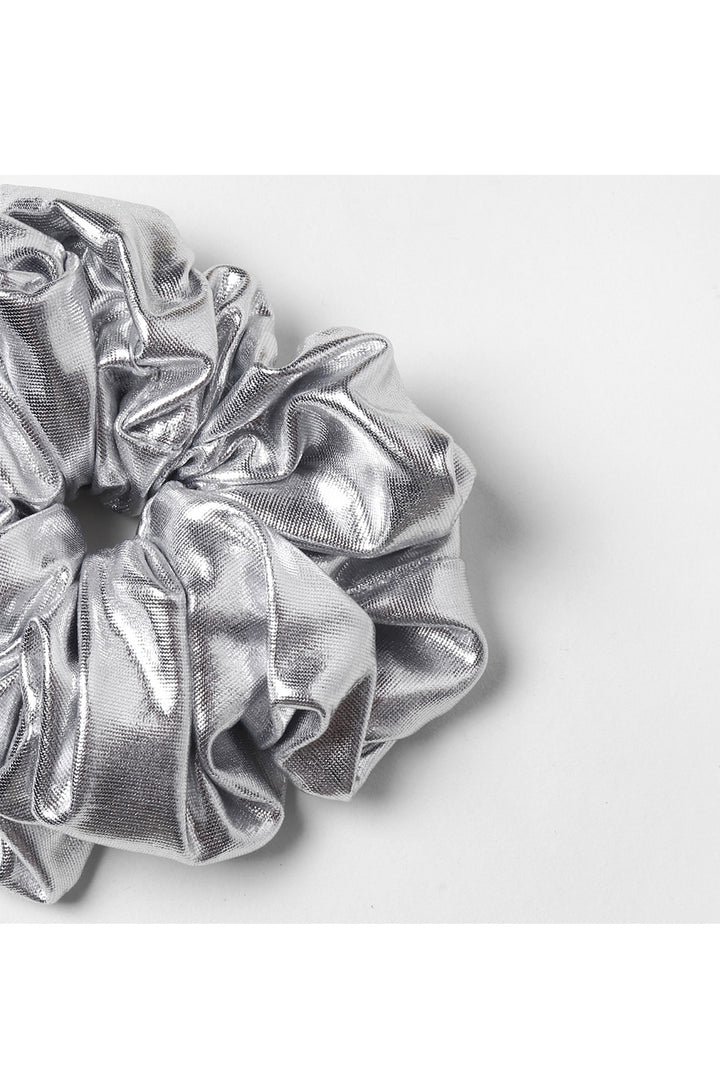 Golden And Silver Metallic Scrunchie - Set Of 2