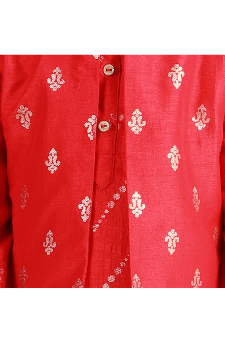 Red Printed Kurta With Jacket Set