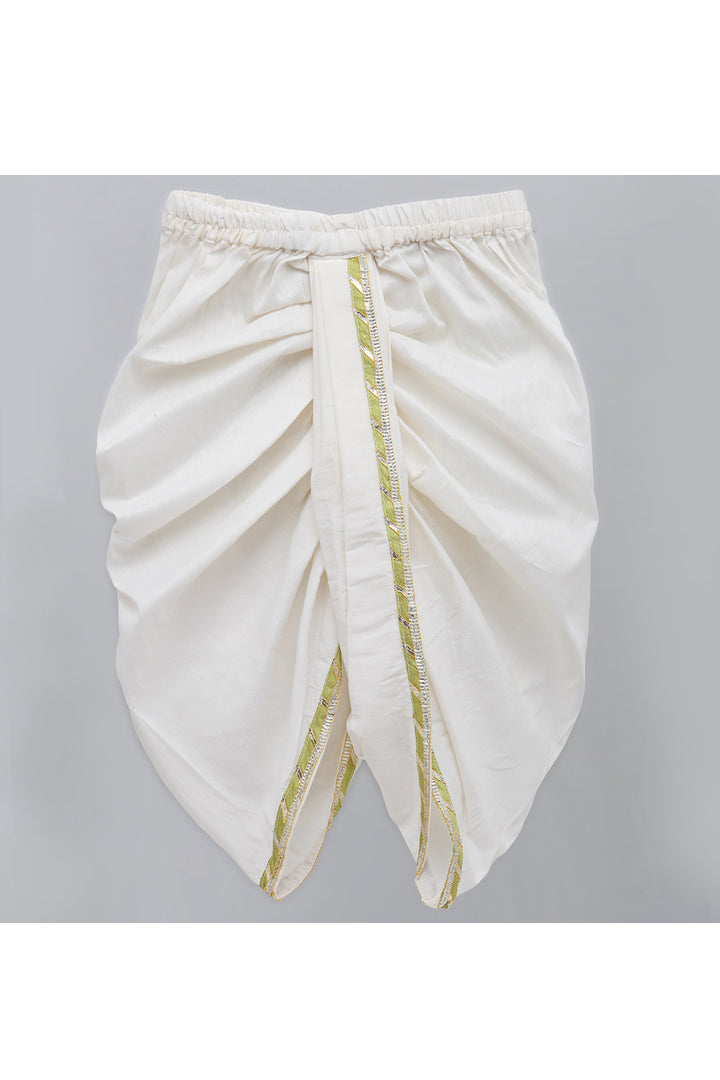 Yellow Embroidered Kurta With White Dhoti Set