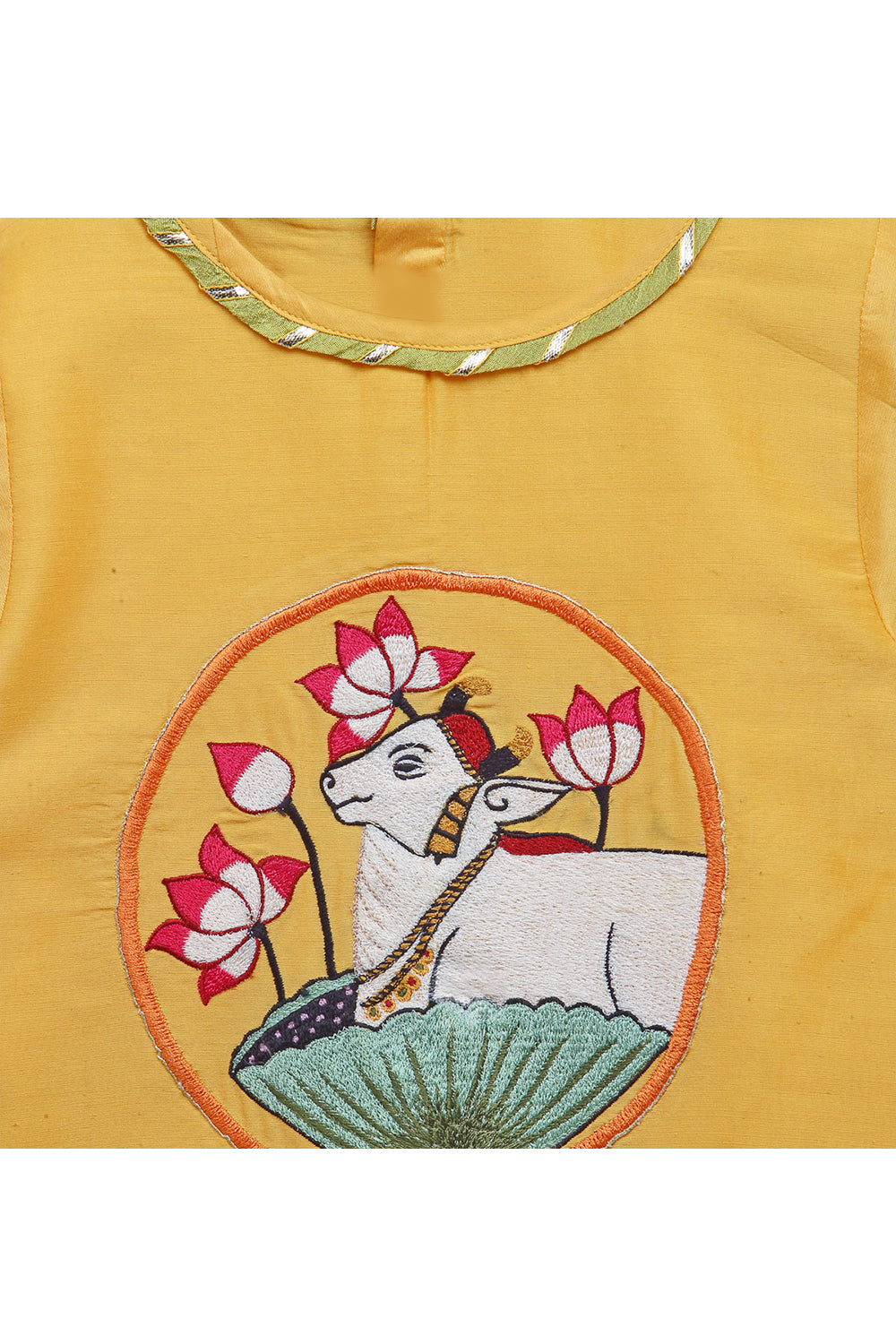 Yellow Embroidered Kurta With White Dhoti Set