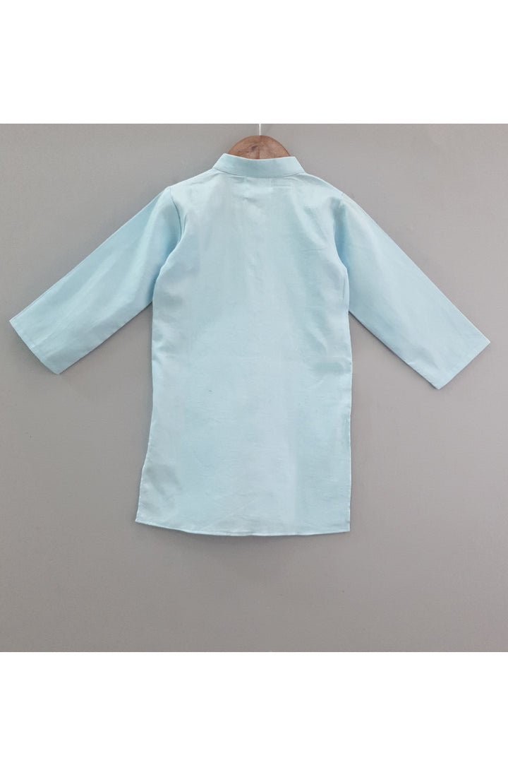 Mirror work sky blue kurta with pyjama