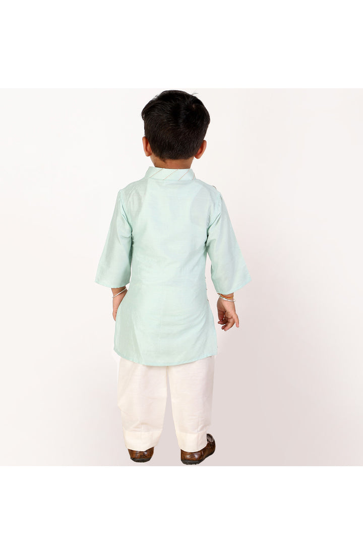 Sky Blue Thread Embroidered Kurta With Pyjama Set