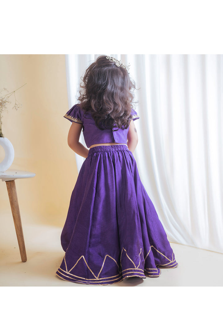 Purple Gota Embroidered Top With Lace Detailing Lehenga Set