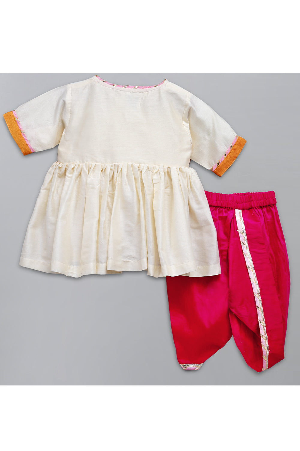 Off White krishna Embroidered Angarkha Kurta With dhoti Set
