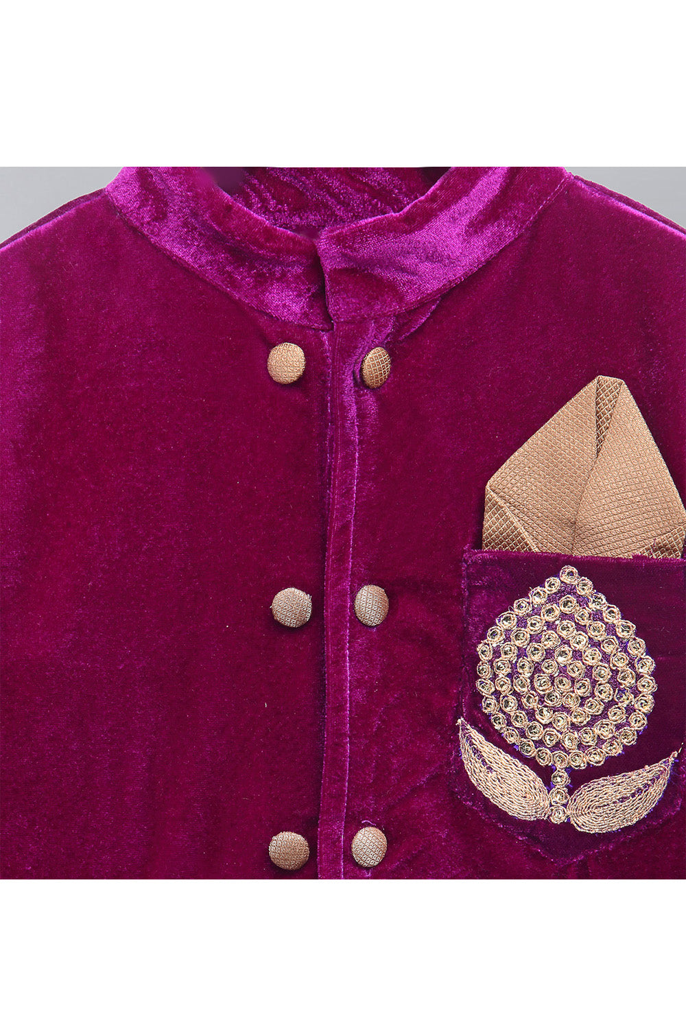 Purple Velvet Sequins Work Bandgala with Pants