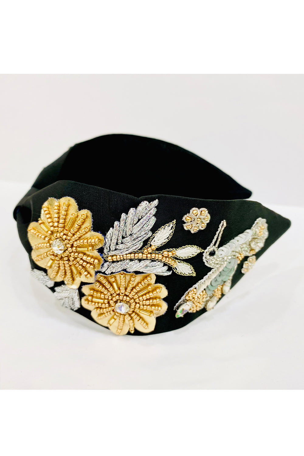 Black pure crepe yellow flowers hairband