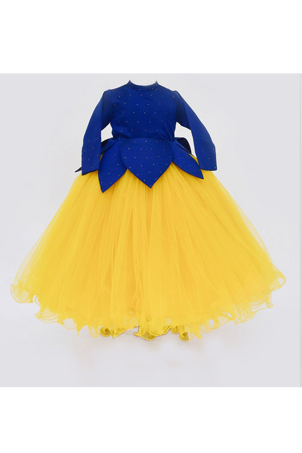 Blue and Yellow Cotton Silk Gown