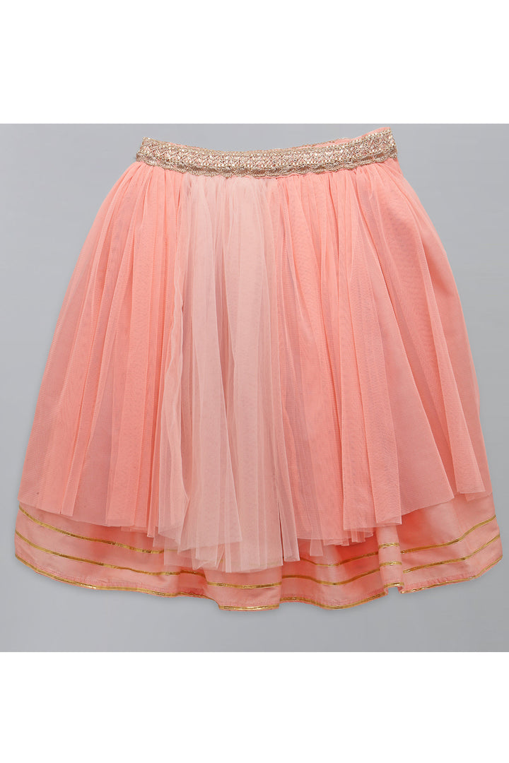 Peach Ruffled Top With Double Layered Lehenga