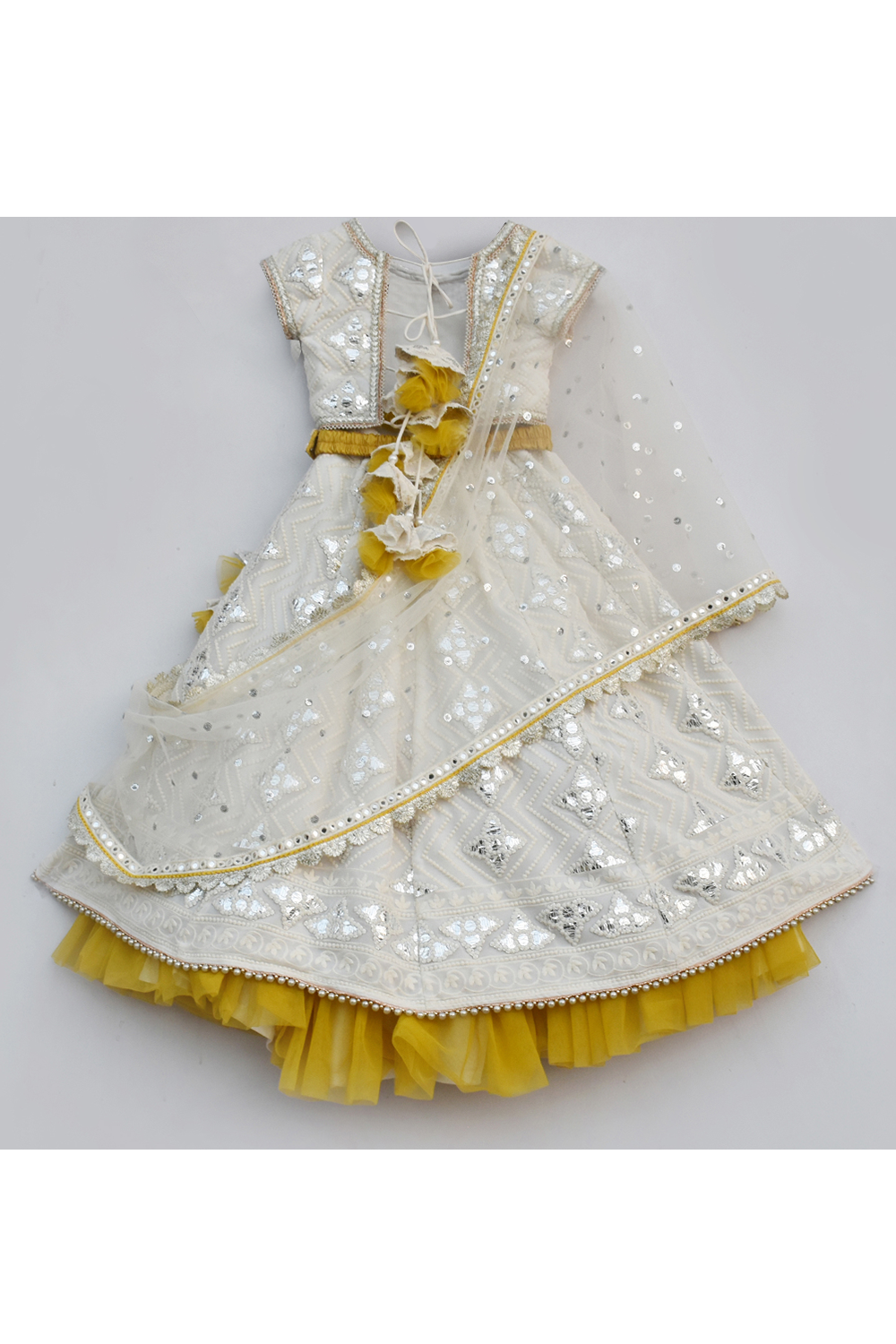 Off White thread and gota embroidered lehenga choli set