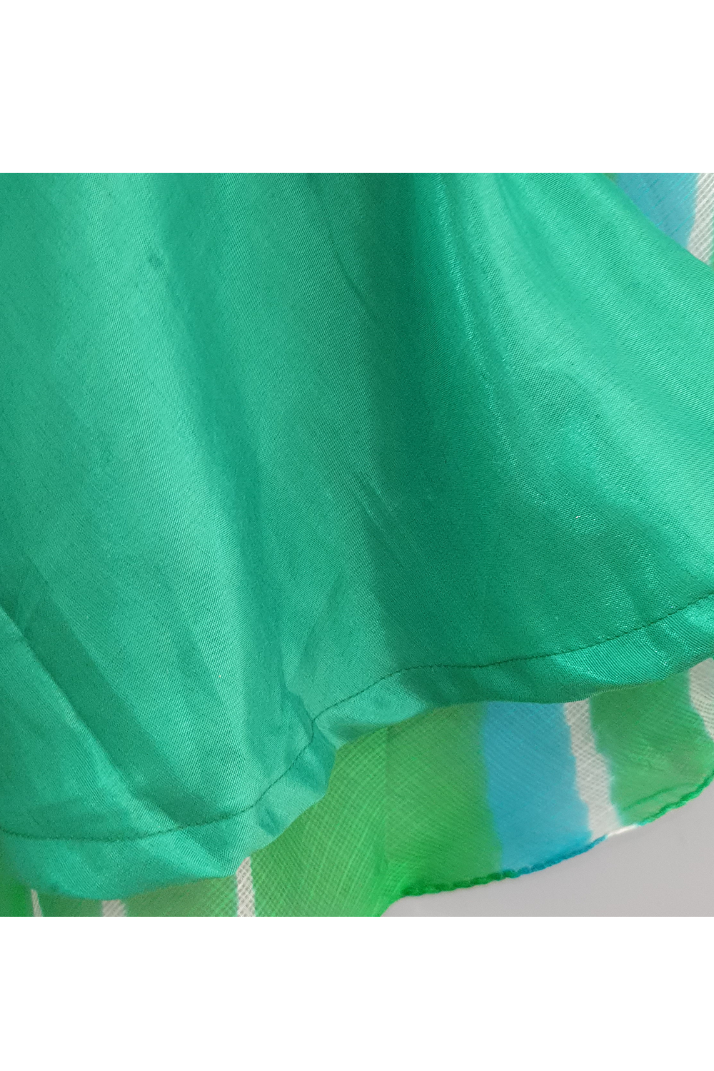 Green lehriya dress with attached jacket