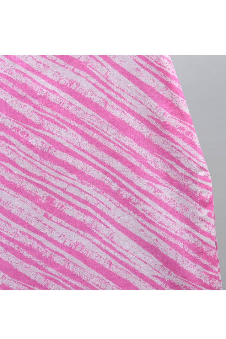 Pink Printed Kurta With White Pyjama Set