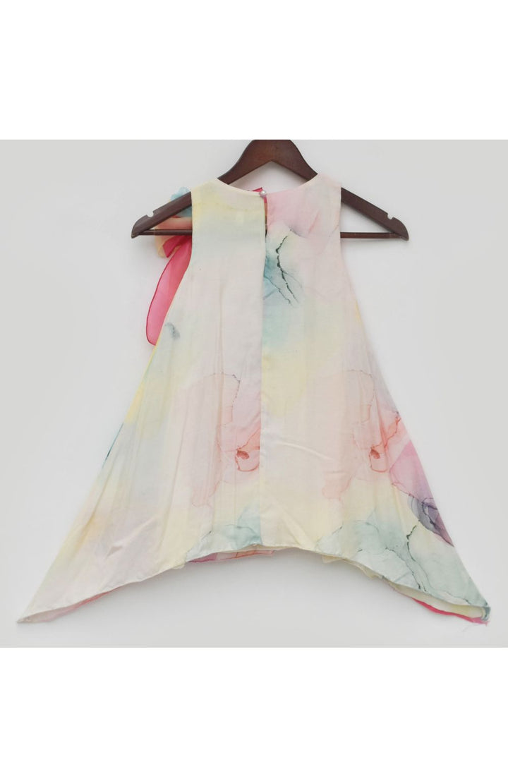 Multicolor Tie And Dye Printed Organza Dress