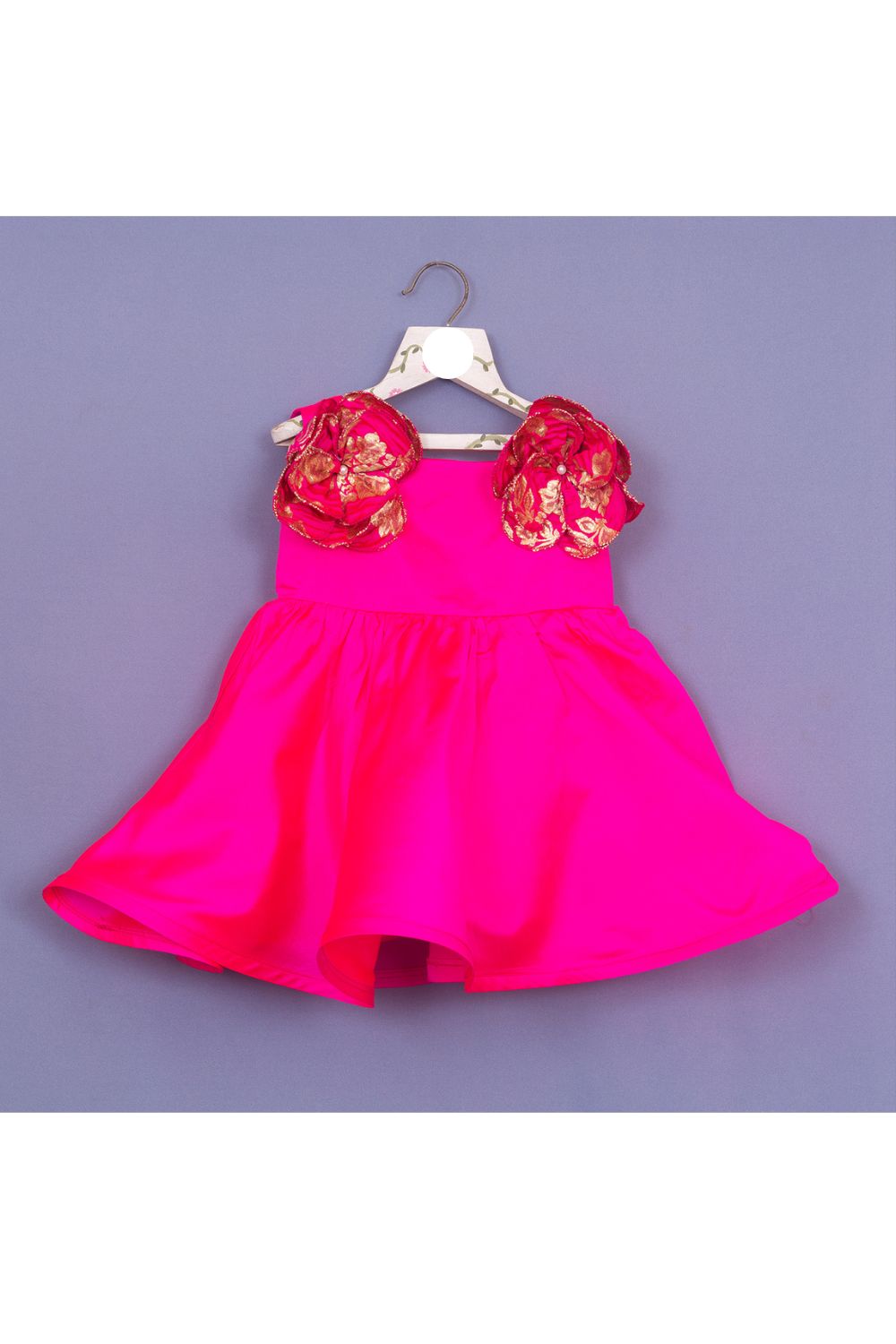 Pink Flower Detailing Taffeta Dress