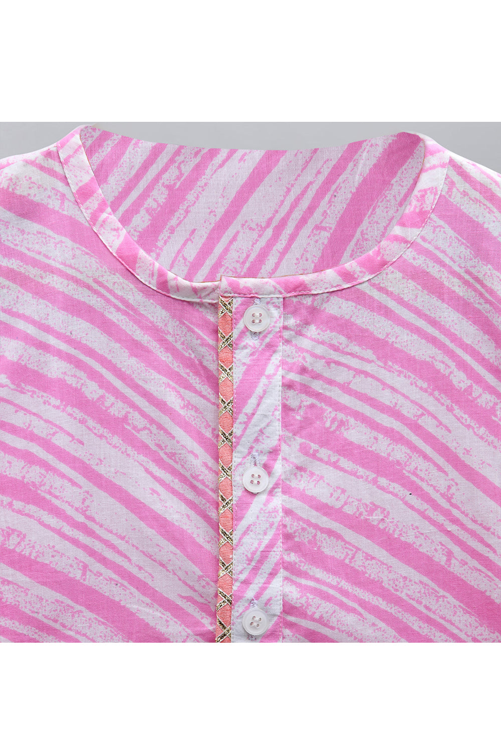 Pink Printed Kurta With White Pyjama Set
