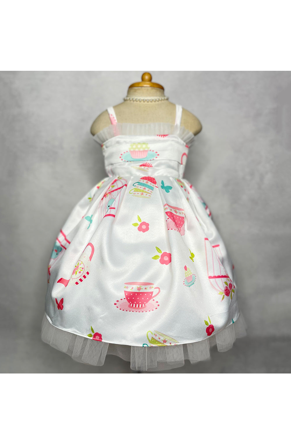 White cupcake net printed dress