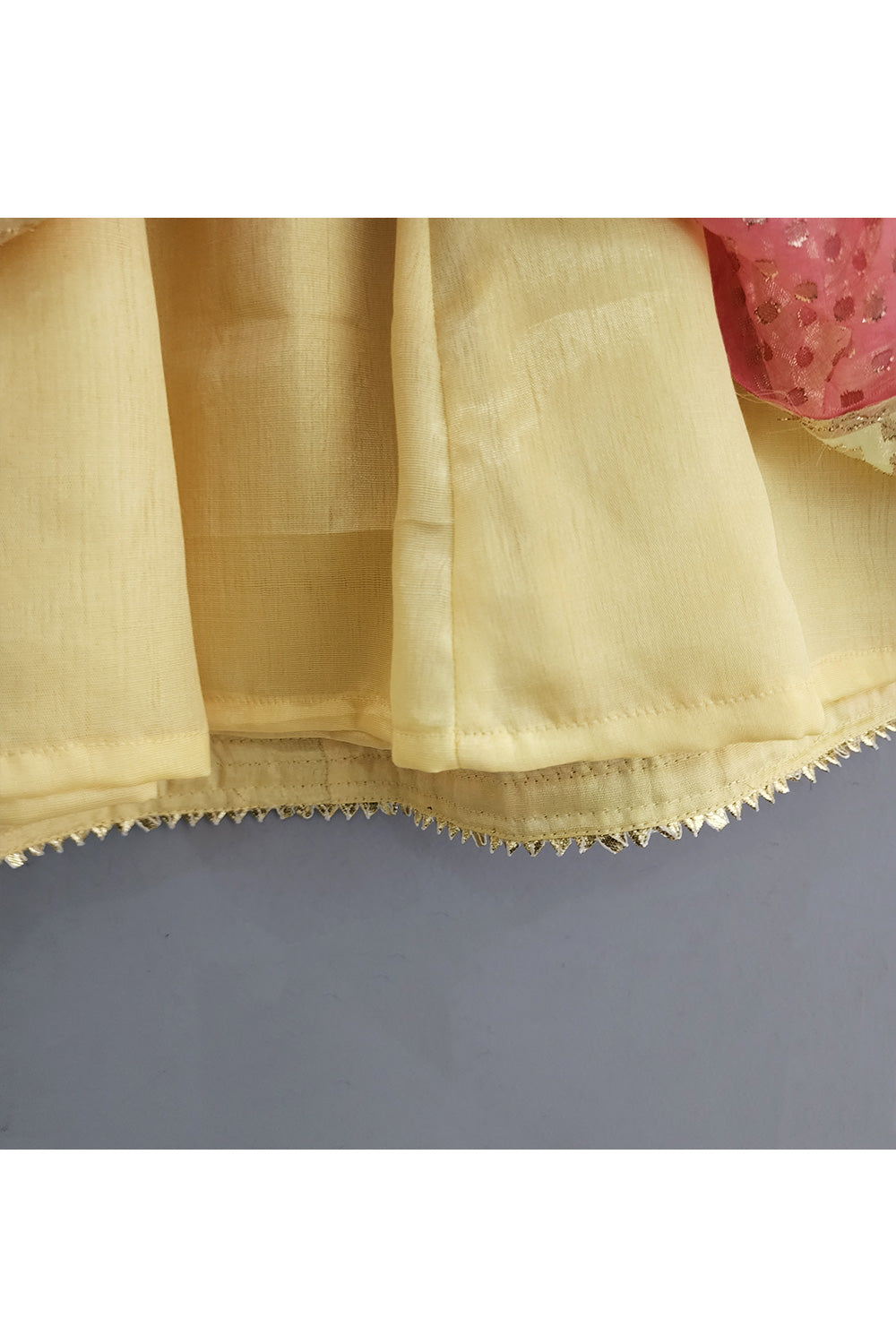 Yellow Lace Detailing Top With Multicolor Lehenga Set
