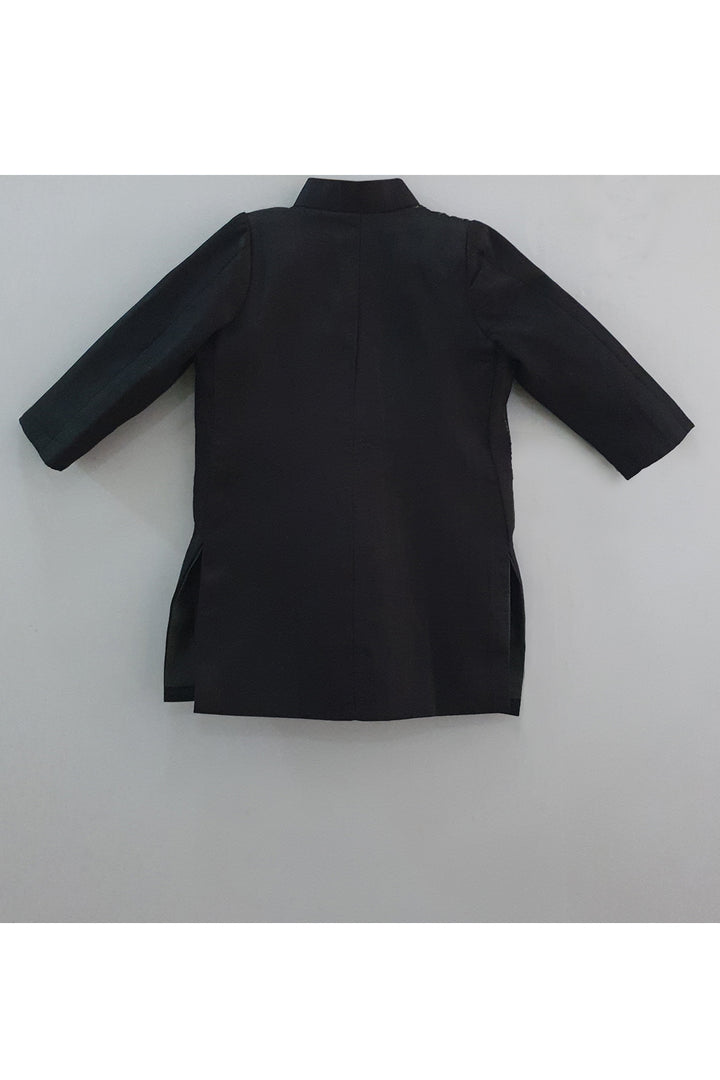 Lion king embroidered black sherwani with pyjama