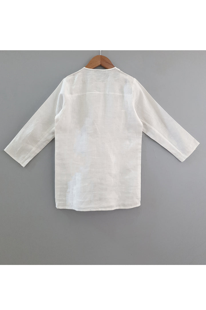 Hand painted panda white kurta