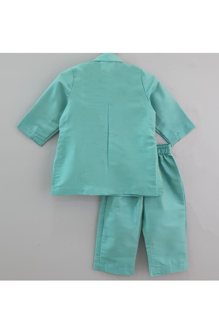 Sea green elephant printed kurta pyjama set